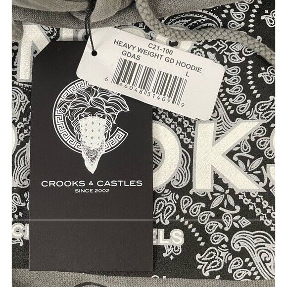 Crooks & Castles Klepto Bandanna Heavyweight Hoodie Washed Out Large NEW - Picture 4 of 7
